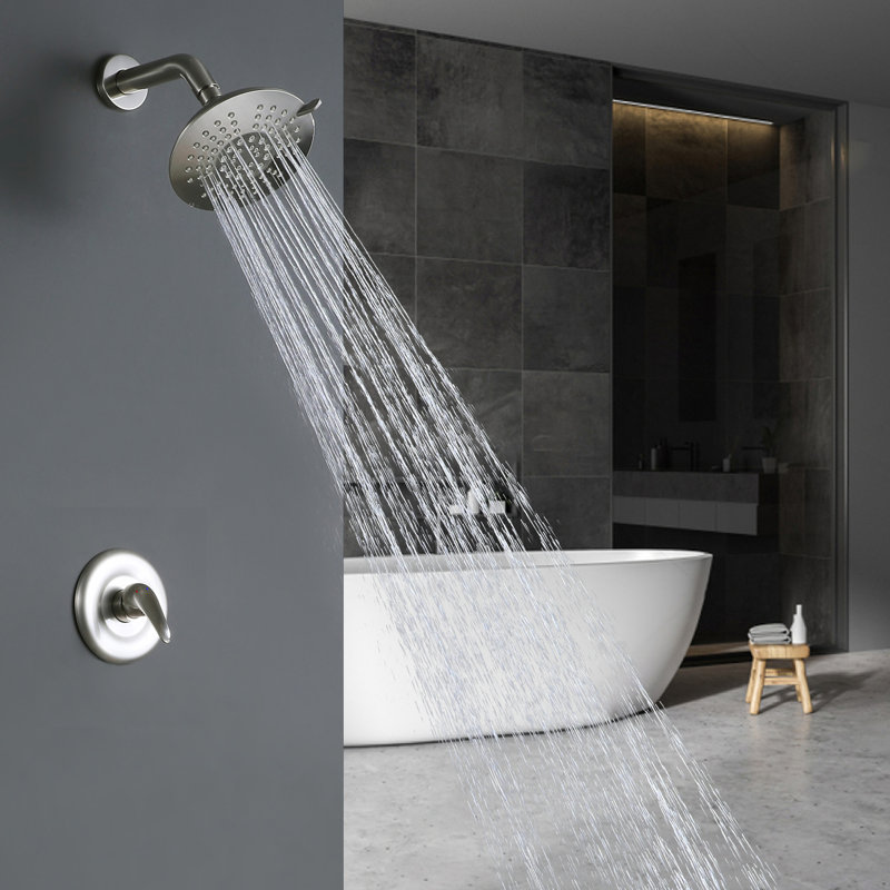  6" Wall Mounted Shower Faucet with Pressure Balanced Valve, Brushed Nickel