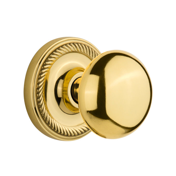 Rope Rosette with New York Door Knob, Polished Brass