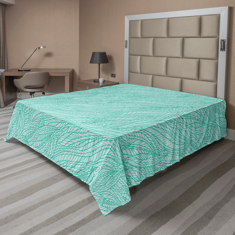 Ambesonne Nature Top Flat Sheet Glisten Fish Sunlight, Green Abstract, Queen Flat Sheet