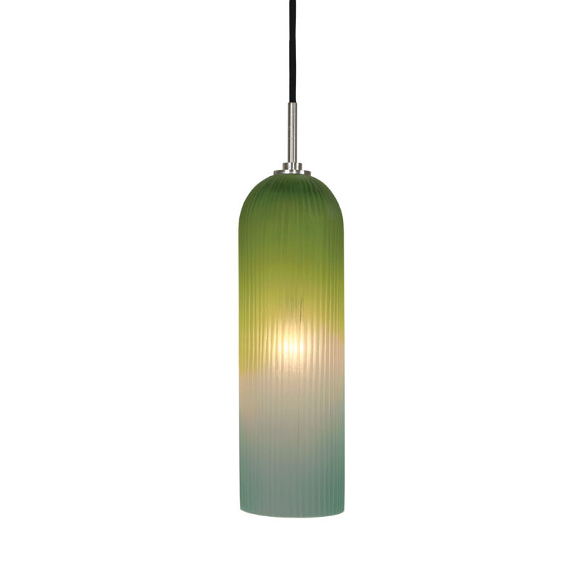 Luminaire suspendu à cylindre simple 1 lumières EVISAGE VI, Nickel brossé, Bleu / Vert