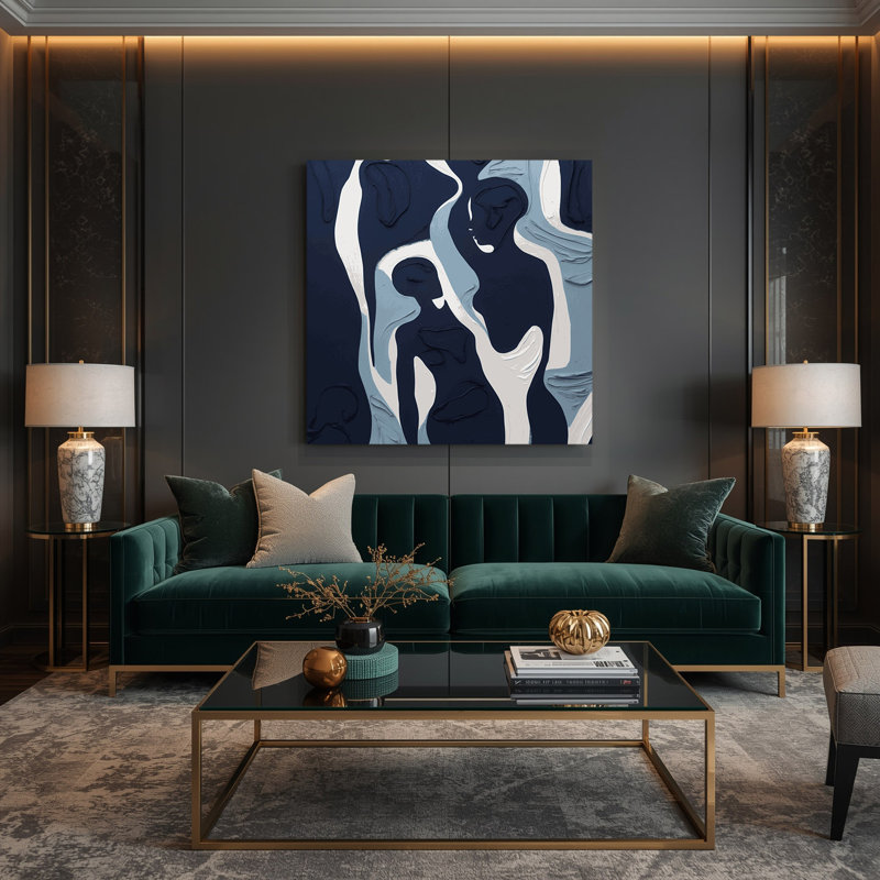 Abstrait art figuratif sur toile 1 gris, H 16 po x l 16 po