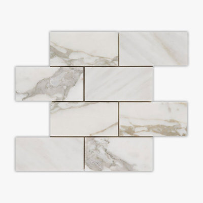 Calacatta Gold Polished 3x6 Brick Marble Mosaic
