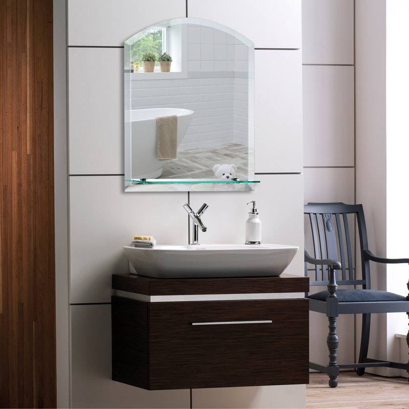 Selph Flat Wall Mirror with Shelves, 60cm x 45cm