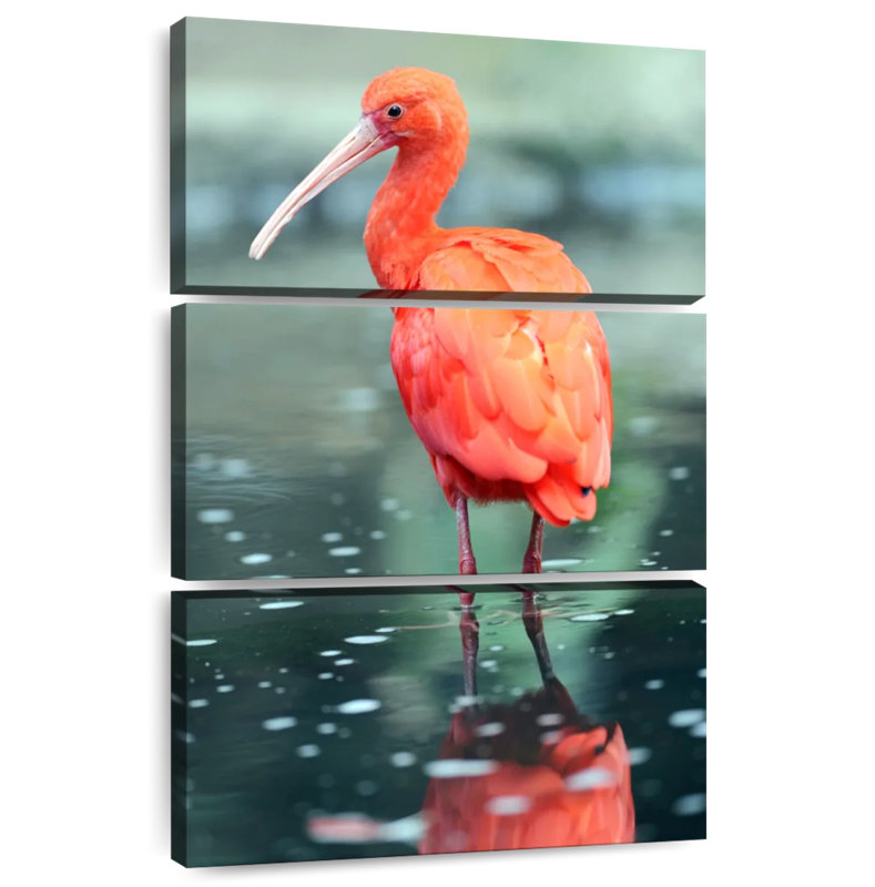 Brampt Scarlet Ibis Bird, 65" H x 42" W