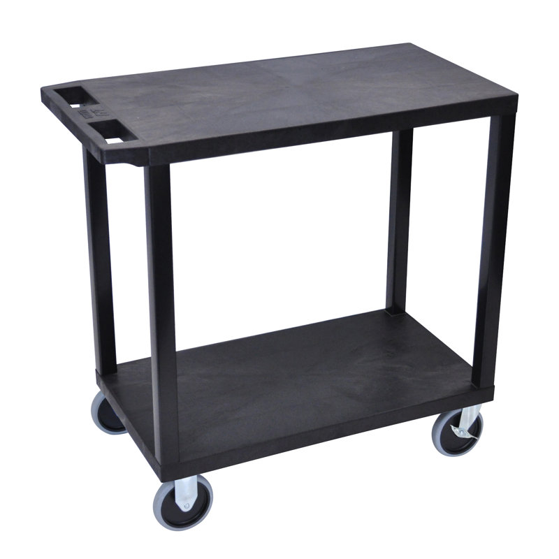 Chariot utilitaire robuste avec 2 tablettes plates E Series, Noir