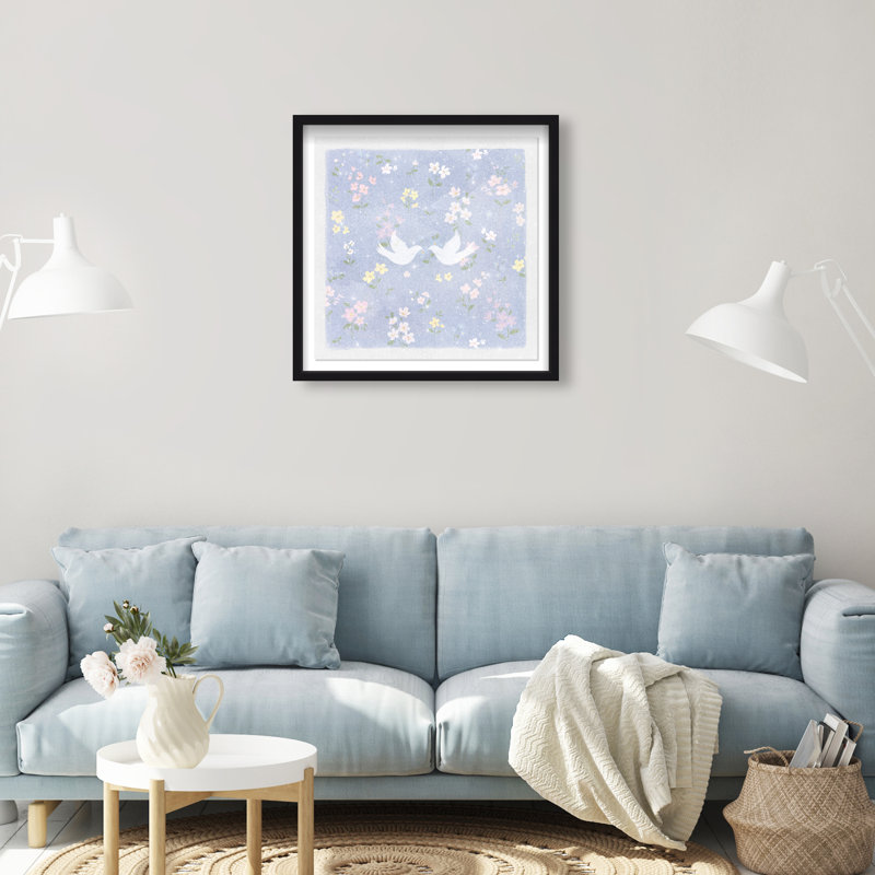 Love Doves Shadowbox Animals Print by Oliver Gal, Black Frame, 12 x 12, 25.5"H x 25.5"W, Black Shadowbox