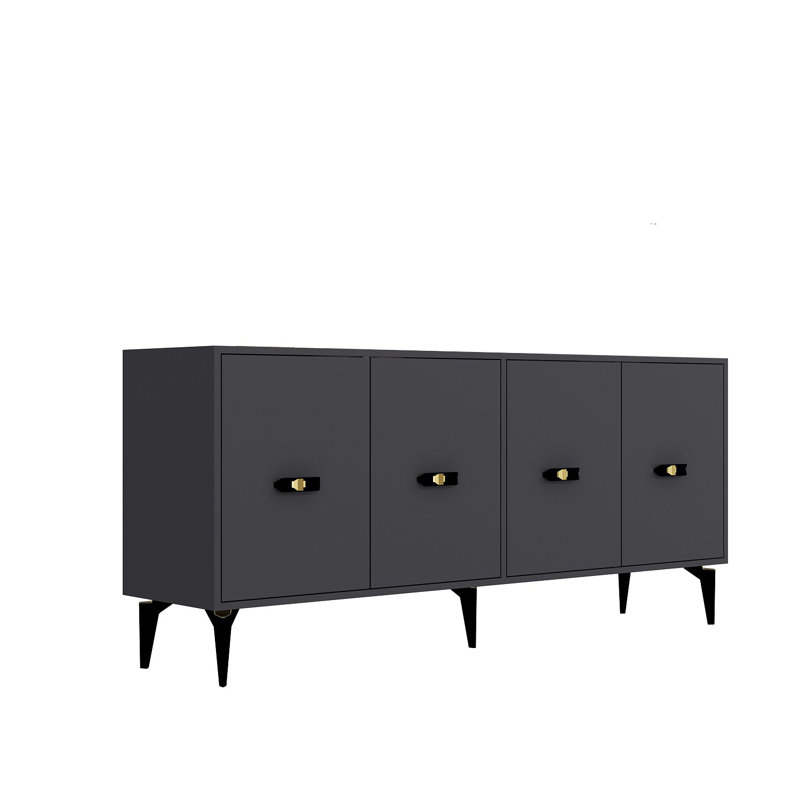 Console Modern Anthracite, panneau de particules 100% mélaminé, épaisseur: 0,7 pouce | Conception murale, plusieurs tablettes | Parfait pour décorer le salon et le vestibule