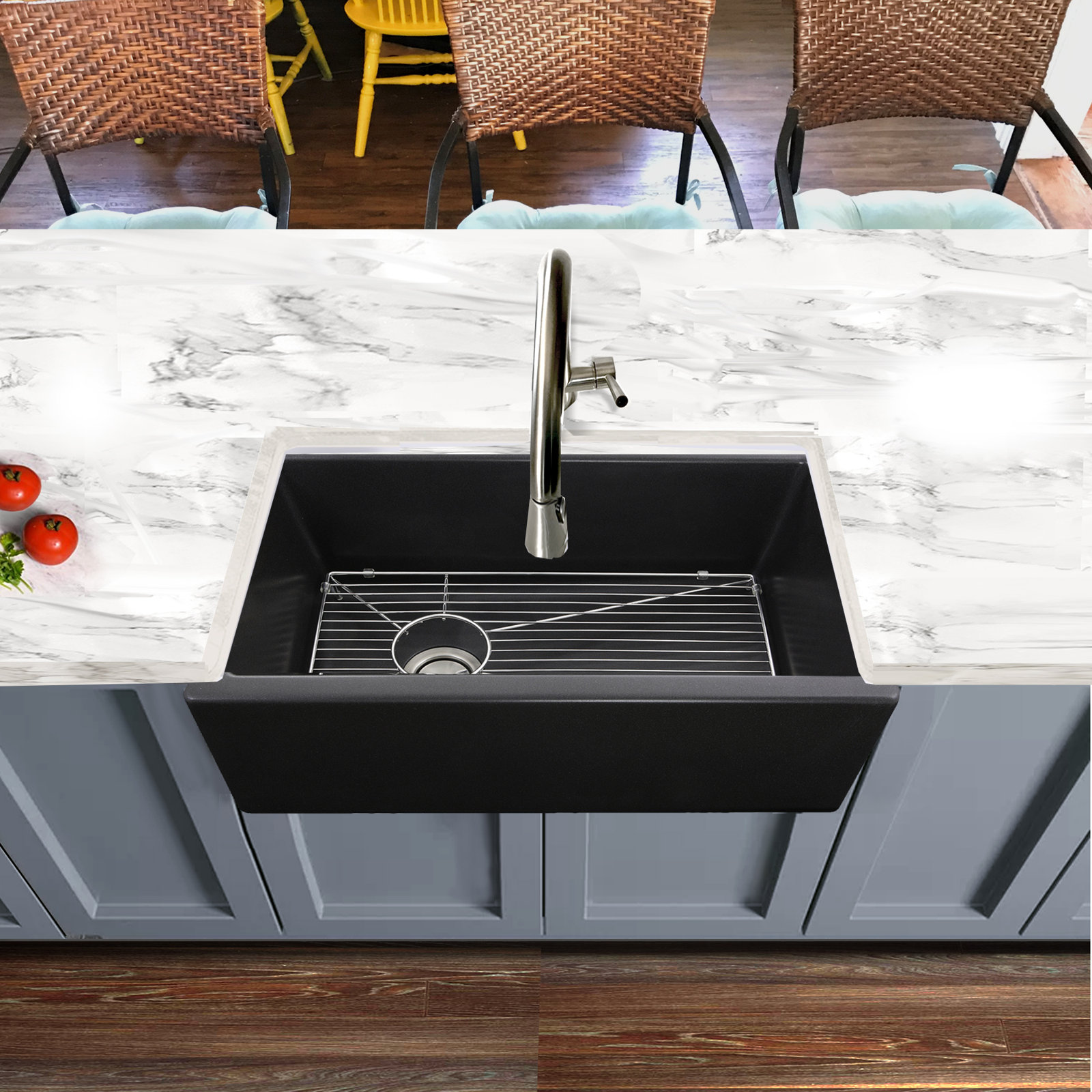 Reinart 30" Farmhouse Kitchen Sink, Black