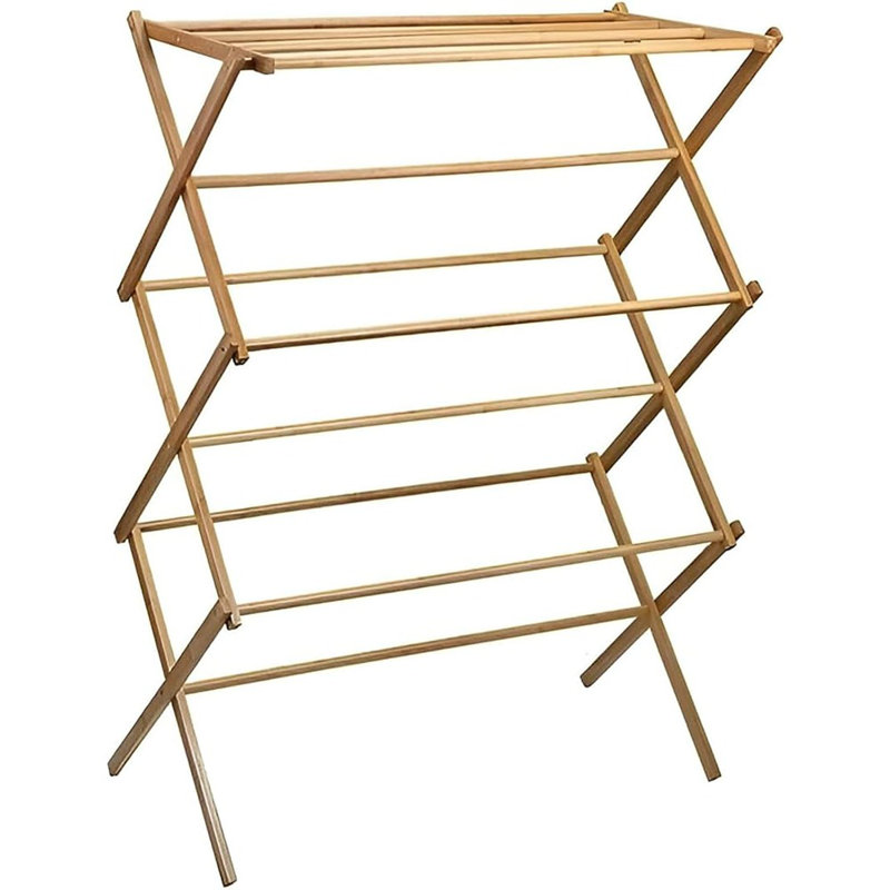 Séchoir à linge pliable en bambou, support pliable pour une utilisation intérieure et extérieure, support à vêtements compact pour serviettes, couvertures et délicats