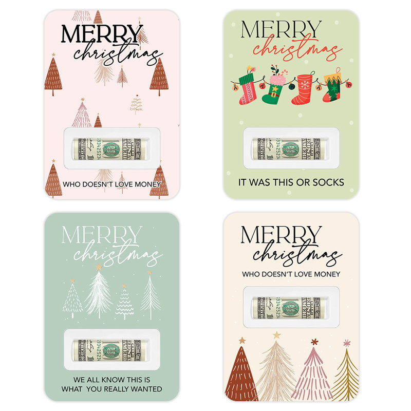 Paquet de 4 porte-monnaie Boho Merry Christmas