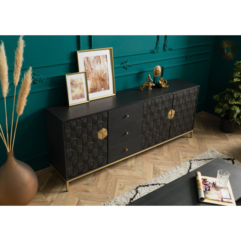 DIAMOND 194cm Solid Wood Sideboard, Grey/Brown/Blue
