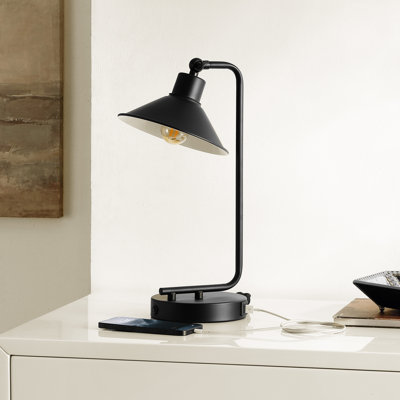 NADAV NOIR, LAMPE DE TABLE EN fer avec port USB