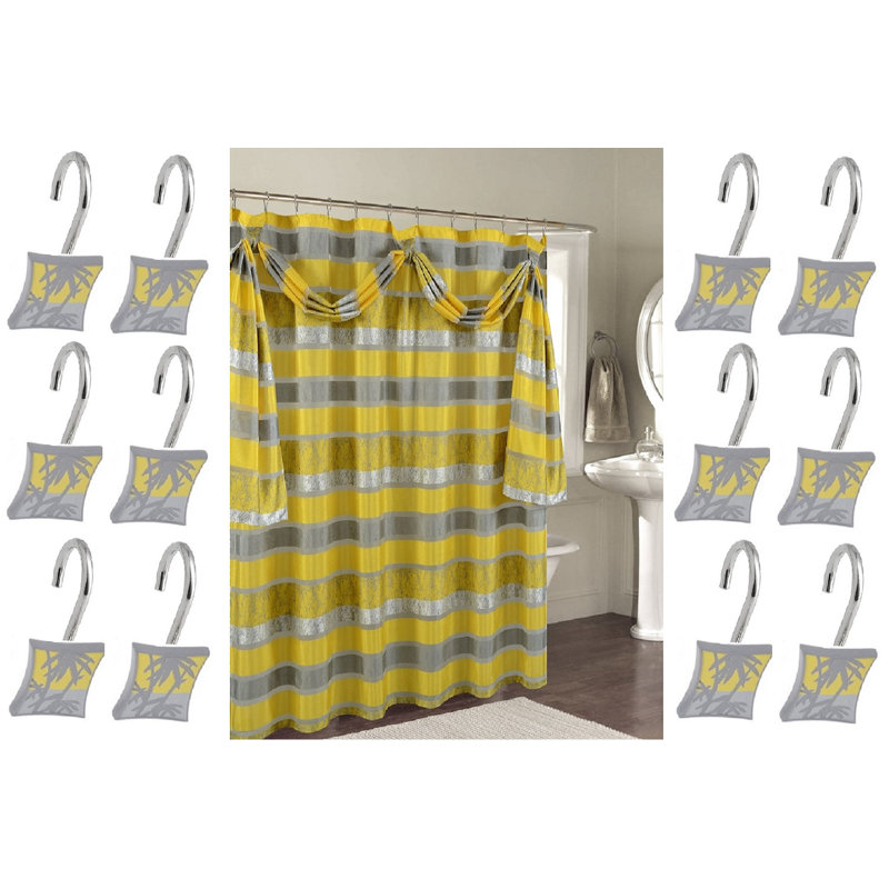 Decorative Shower Curtain Set Firminio Aqua, Jaune