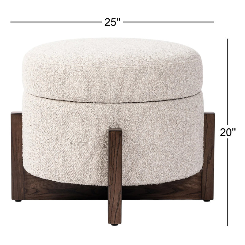 Esben Storage 25" Sattley Fog Ottoman, Saddle Fog Boucle