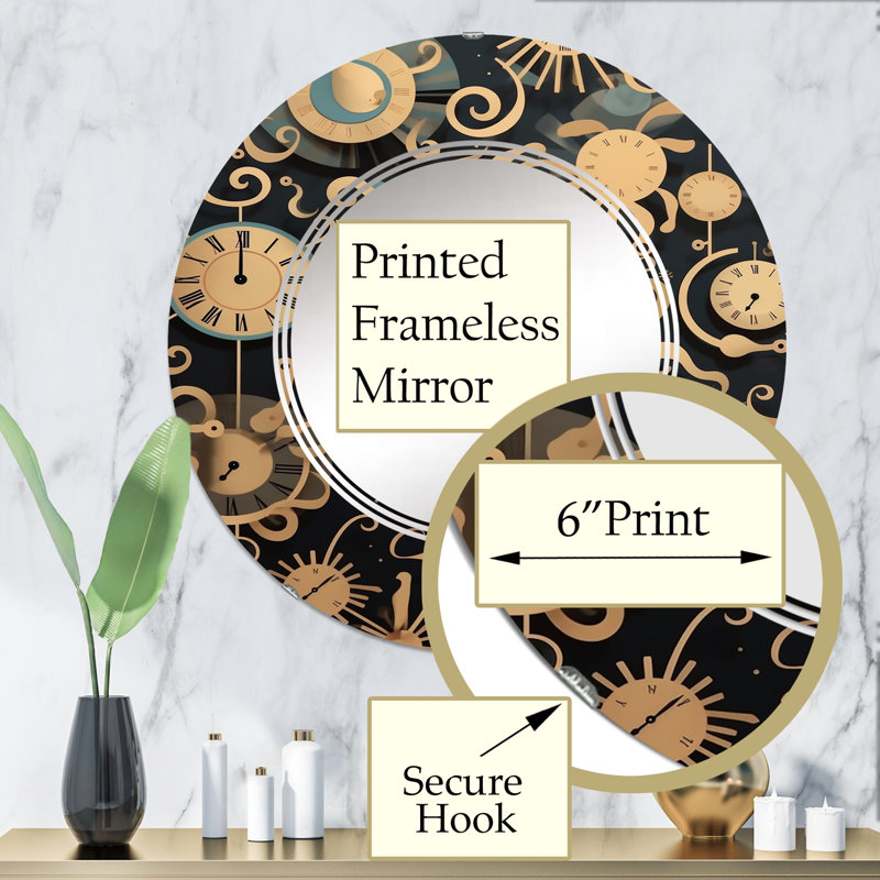 Mersea - Miroir mural moderne rond, 32 po x 32 po