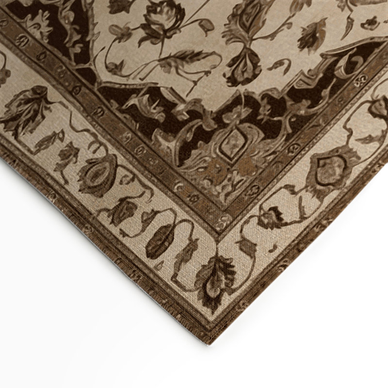 Tabriz Brown Indoor and Outdoor Area Rug, Rectangle 5' x 7'