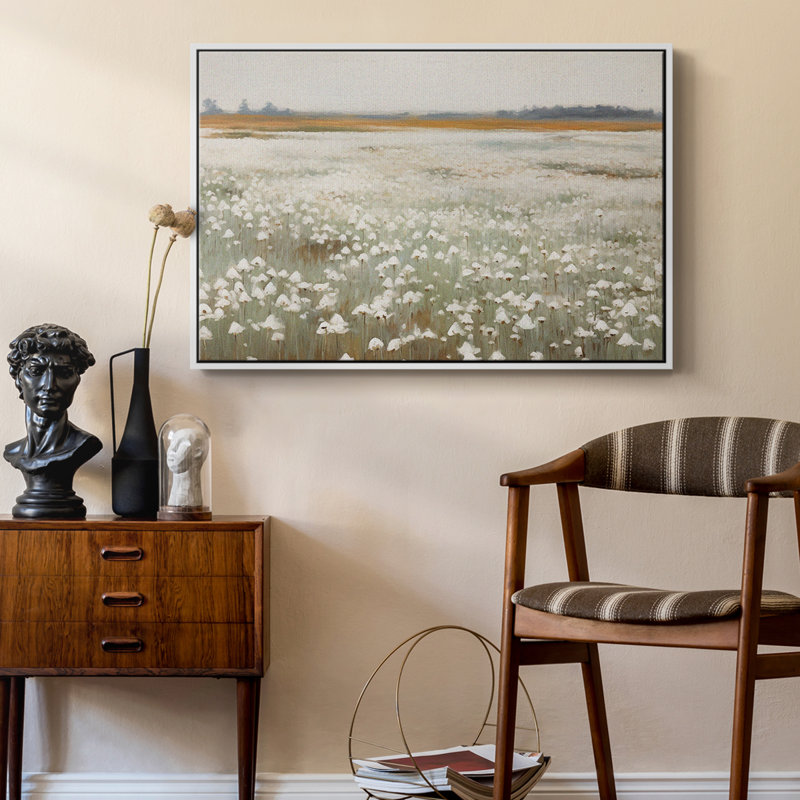 Paysage rétro -XVII, Toile encadrée flottée blanche, H 25 po x l 37 po x P 2 po