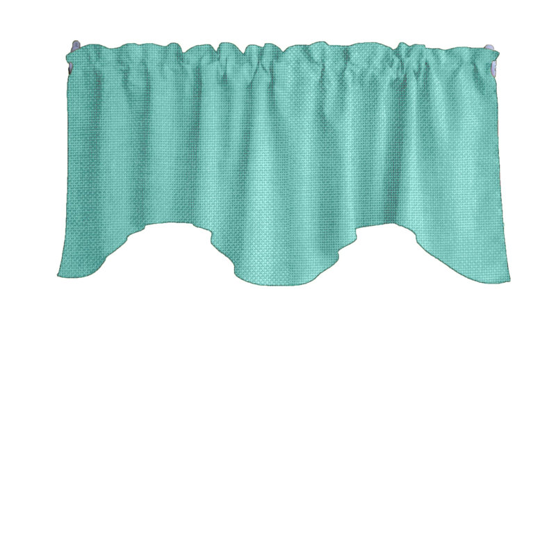 Cantonnière festonnée l 58 po Benina, Turquoise