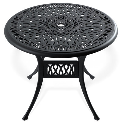 Table de salle à manger 36,3 "avec structure en fonte d'aluminium noire - structure de réduction du bruit, repose-pieds élégant, élégant