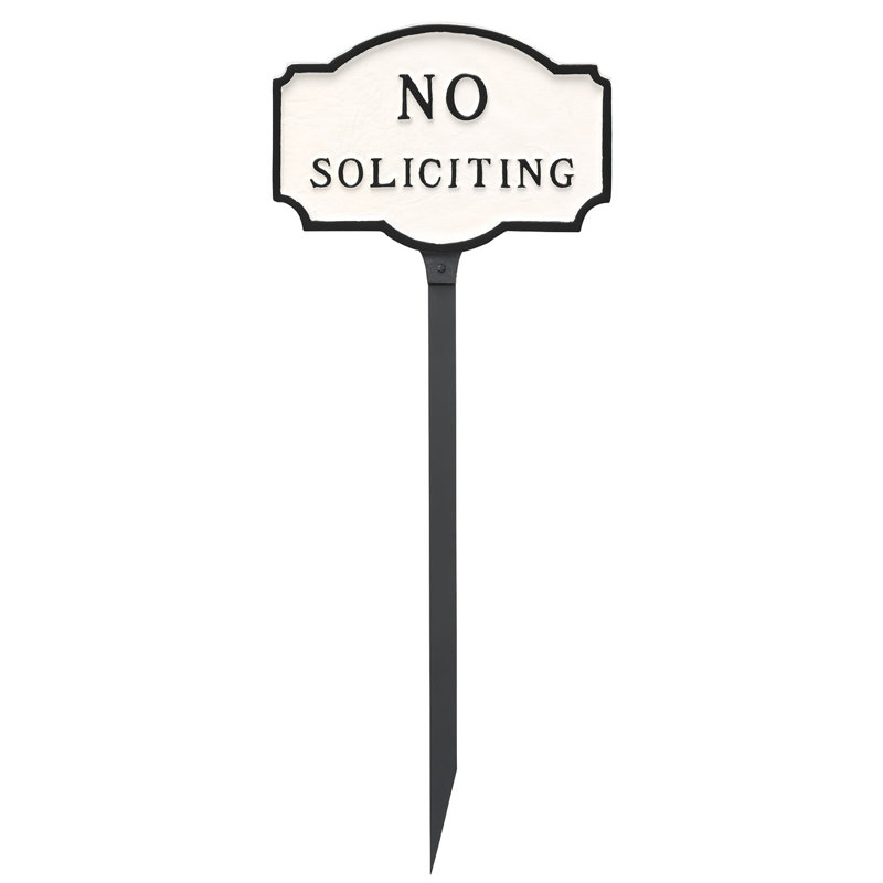 Petite Montague No Soliciting Statement Garden Sign, White/Black