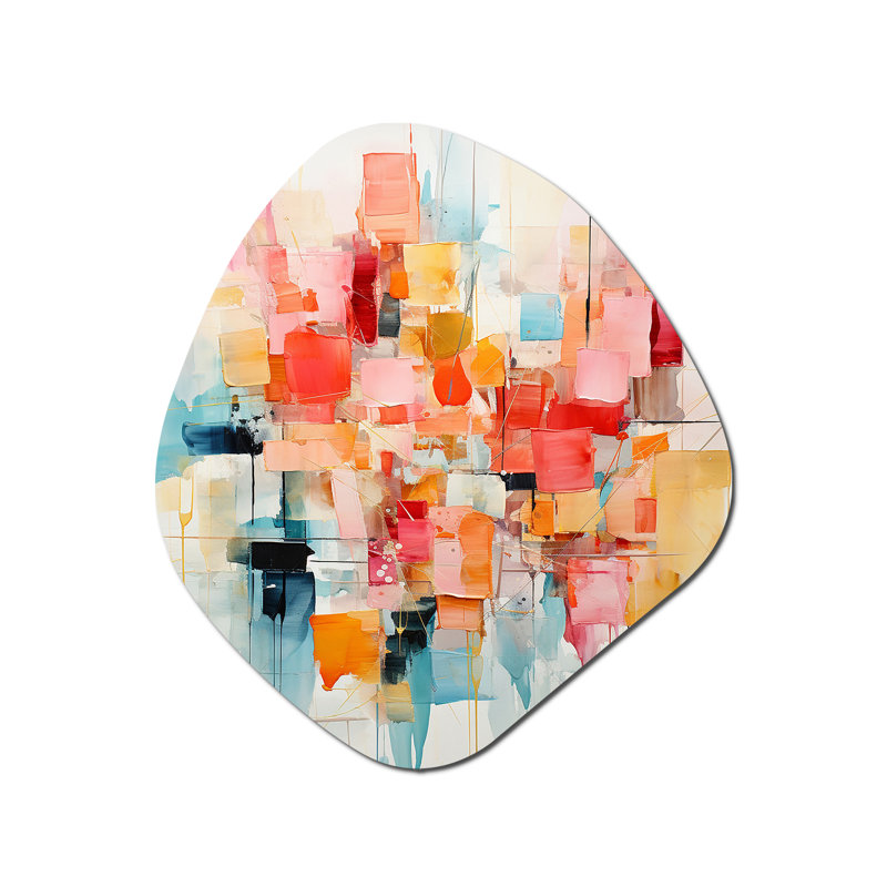 «Christlyn Collage Rhythms I», art mural asymétrique abstrait en métal, reproduction d'art moderne de forme irrégulière