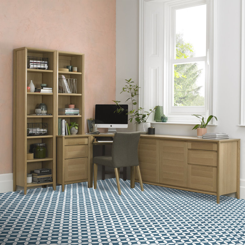 Amlo 8" x 8" Cement Patterned Wall & Floor Tile, White/Black