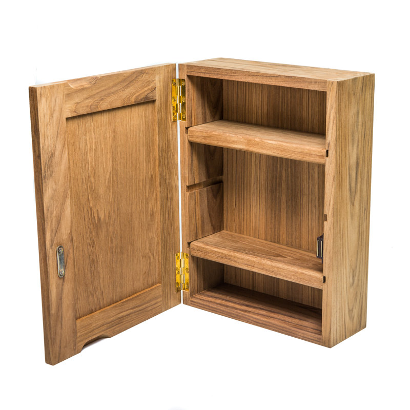 Teak 15'' H Medicine Cabinet with Mirror and Adjustable Shelves