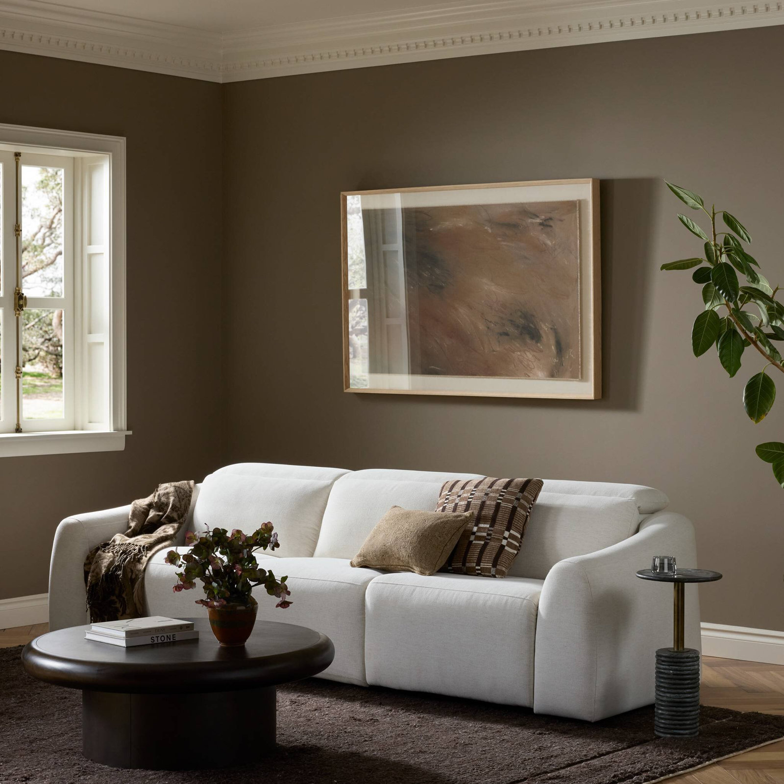 Alconbury 116'' Upholstered Sofa, Crypton Nomad Snow Polyester Blend
