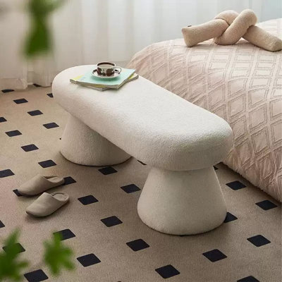 Banc de lit tapissier en sherpa moderne 47,24 pouces