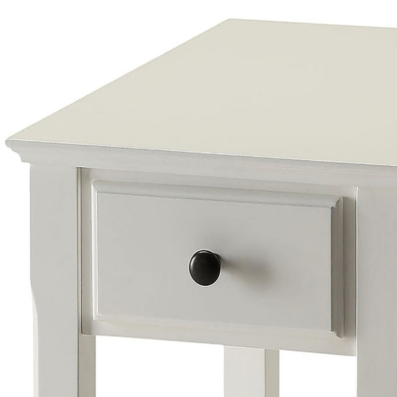 Table d'appoint rectangulaire blanche - fabrication avec espace de rangement - poignée en bronze alliant durabilité et élégance