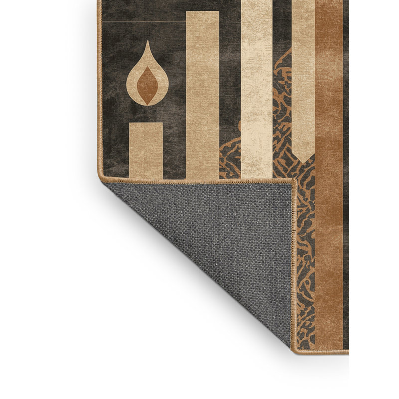 Tapis oriental doux et moelleux de style oriental Shamash en gris - reliure brun clair, 7 x 9