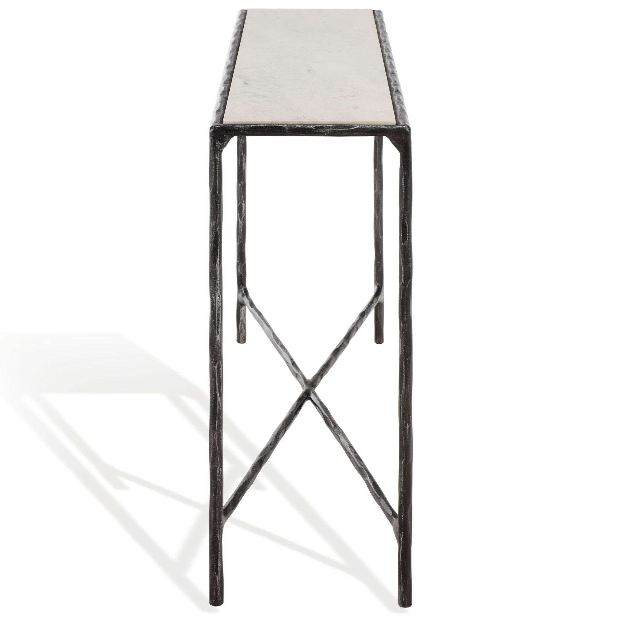 Evelynn 48'' Console Table, White Marble, Black