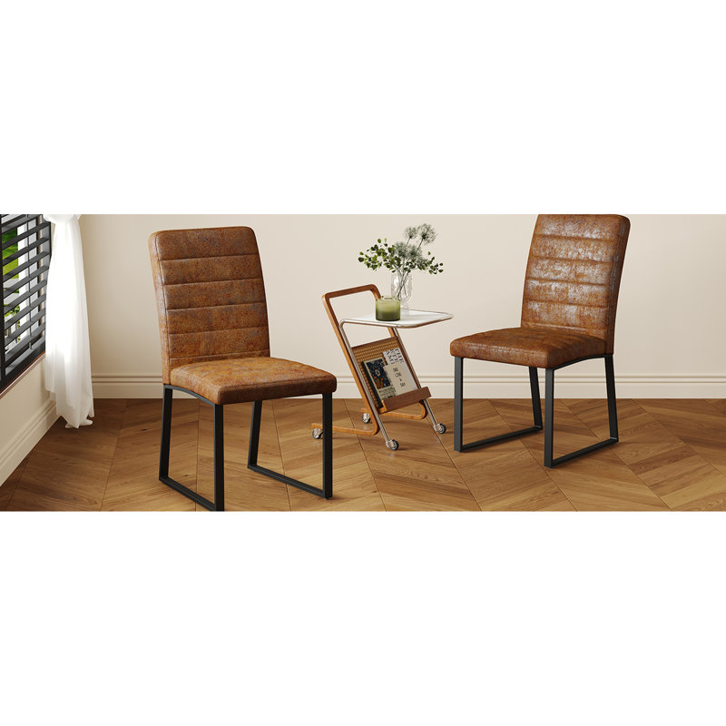 4 chaises de salle à manger faciles à assembler avec structure en cuir et pieds en fer mousse moyenne
