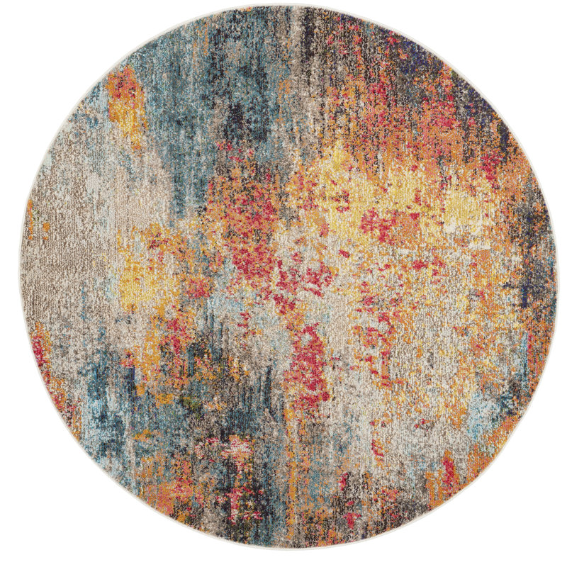 Abstract Indoor Rug, Round 5'3"