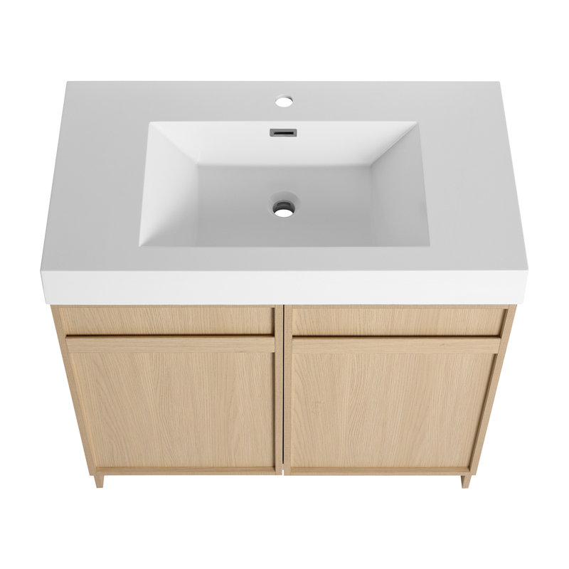 Meuble-lavabo autoportant avec lavabo en résine