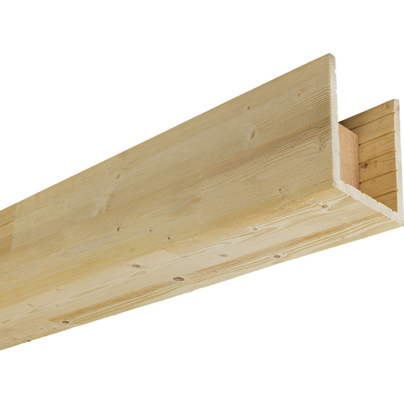 Poutre en bois brossé AmeriCraft, 3 côtés (poutre en U), l 3 1/2 po x H 3 1/2 po x L 192 po, pin teint, Natural