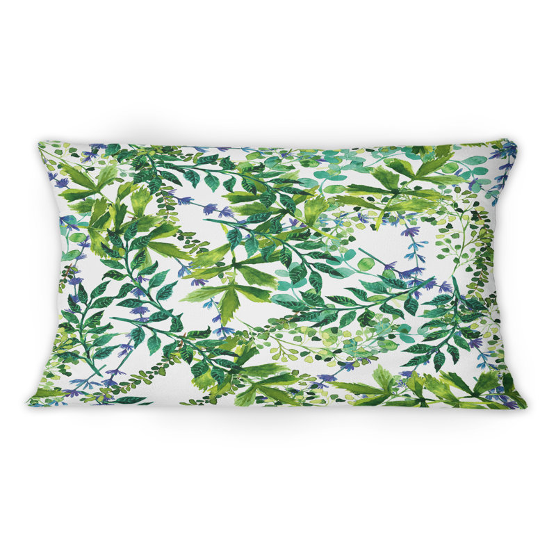 Coussin Green Herbs And Leaves On White
