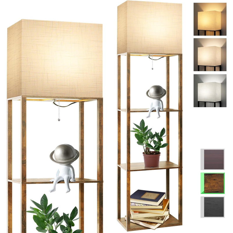 Plus Lampe sur pied avec tablettes, lampe sur pied moderne avec ampoule DEL 3 W 15 W