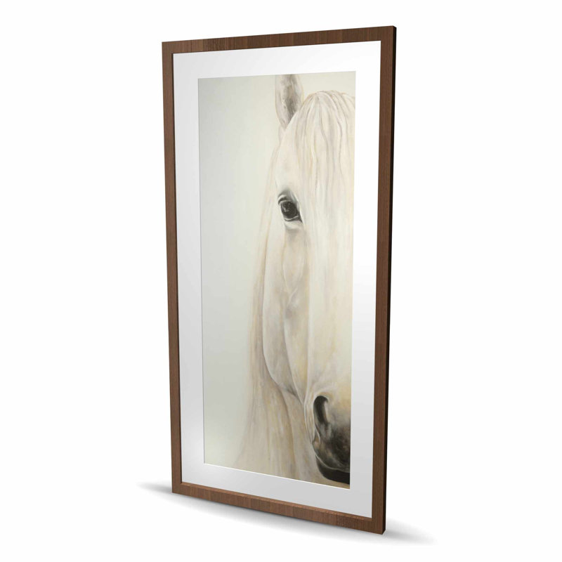 Demi-portrait d'un cheval souriant - impression encadrée avec passe-partout