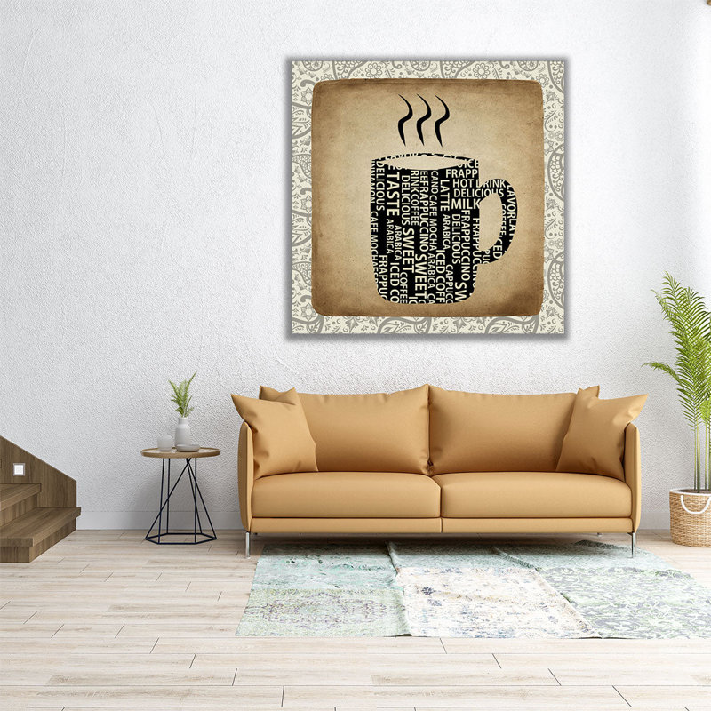 «Coffee Paisley 1», reproduction d'art sur toile, H 30 po x l 30 po