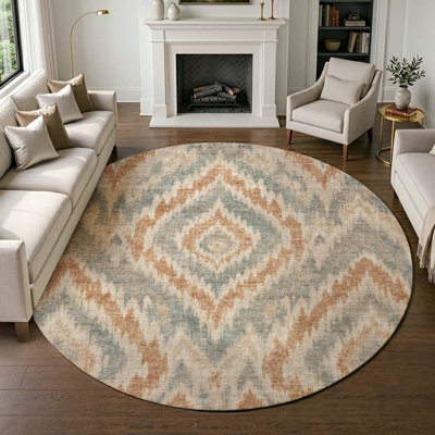 Tapis Ceajay ACN3071 Ikat lavable à la machine pour intérieur/extérieur