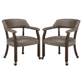 Swivel Tufted Dining Chairs With Casters And Arms