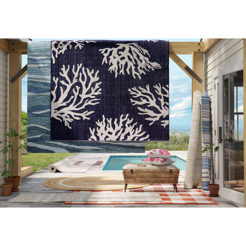 Tapis intérieur / extérieur Mac Mac, Rectangle 3 pi 7 po x 5 pi 6 po, Rouge / ivoire