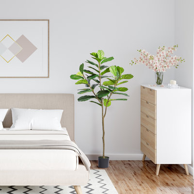 72.83'' Faux Tulip Tree Tree in Planter