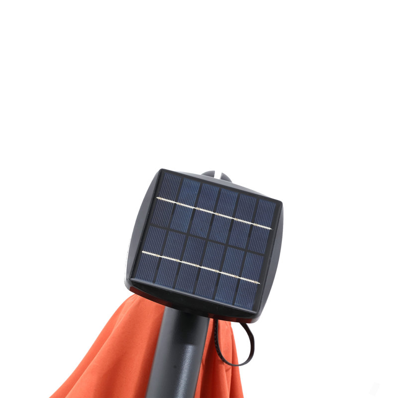 Parasol de marché suspendu 10 pi à DEL solaire (sans base), Orange