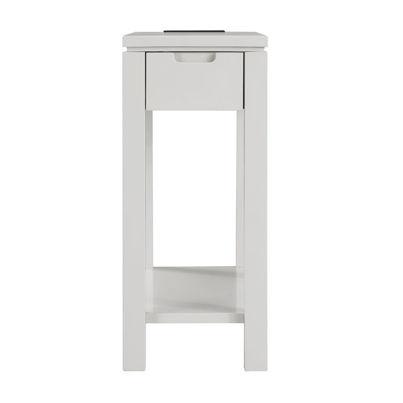 Cade Contemporary Gray Poplar Side Table with Storage