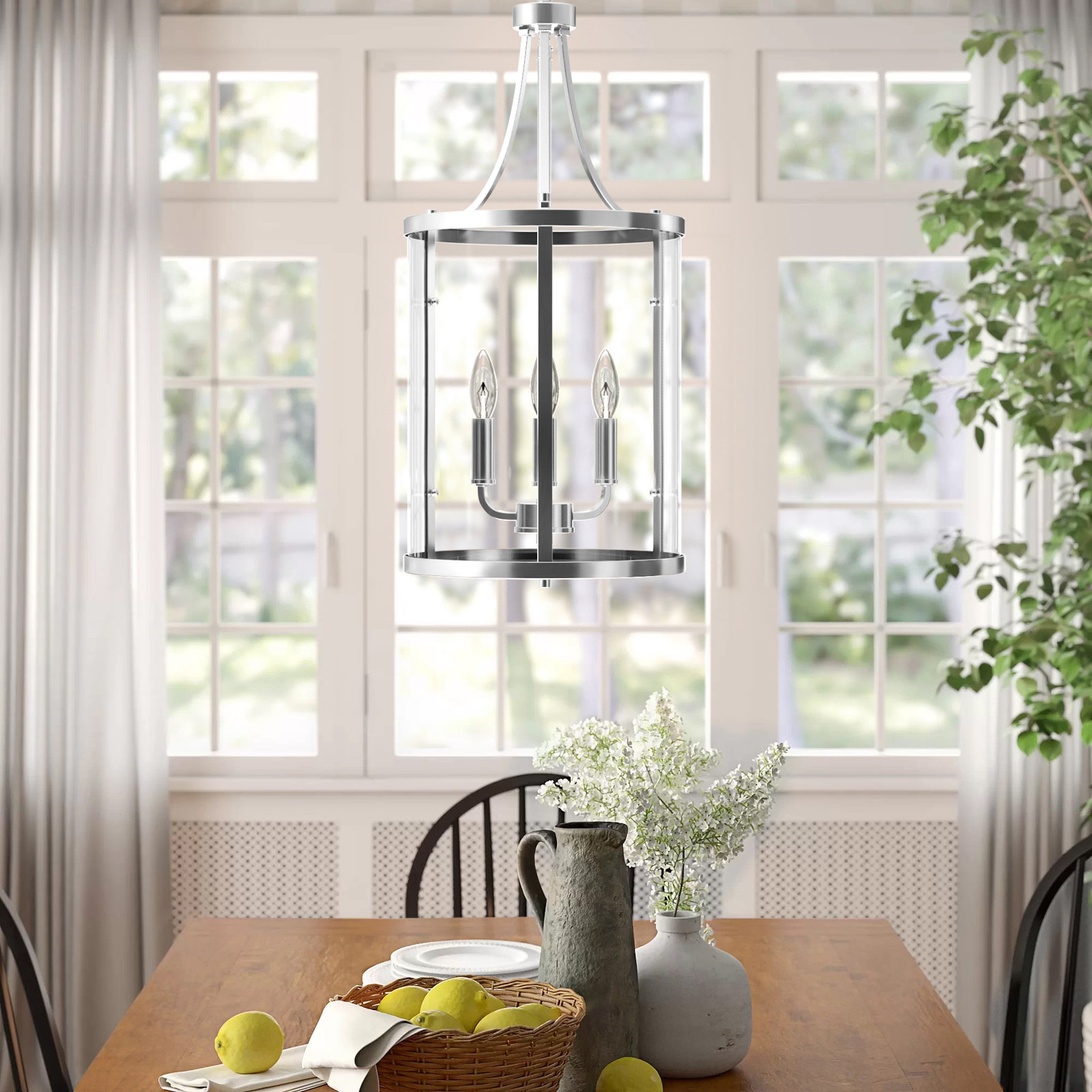 Cleveland 3-Light Chandelier, Polished Nickel