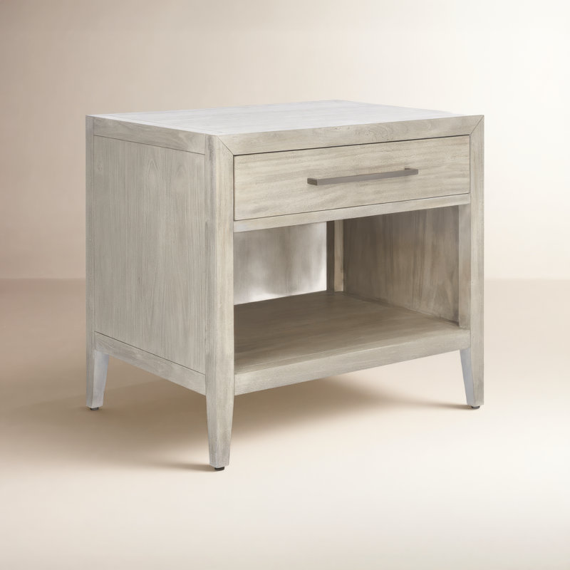 Pama 1 - Drawer Solid Wood 26" Nightstand, Light Gray