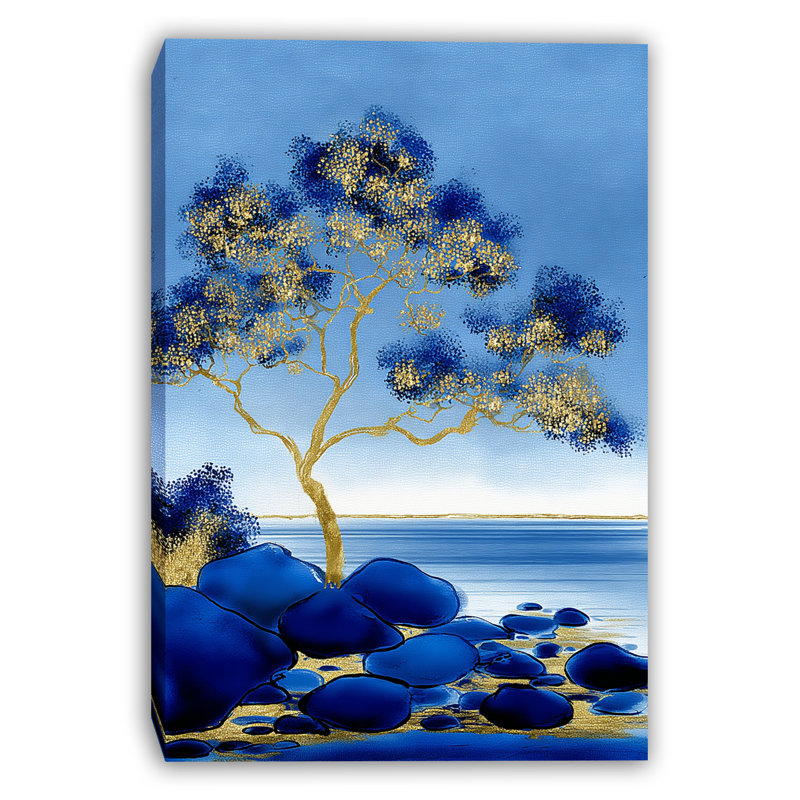Toile tendue sur toile d'arbre doré Azure Horizon, H 48 po x l 36 po x P 1,5 po