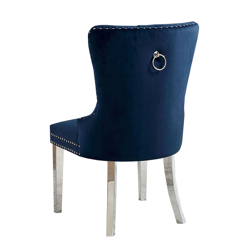 2 pièces, bleu, dossier à oreilles, pieds avec chaises à garniture cloutée, 2 pièces, dossier bleu et ravissante